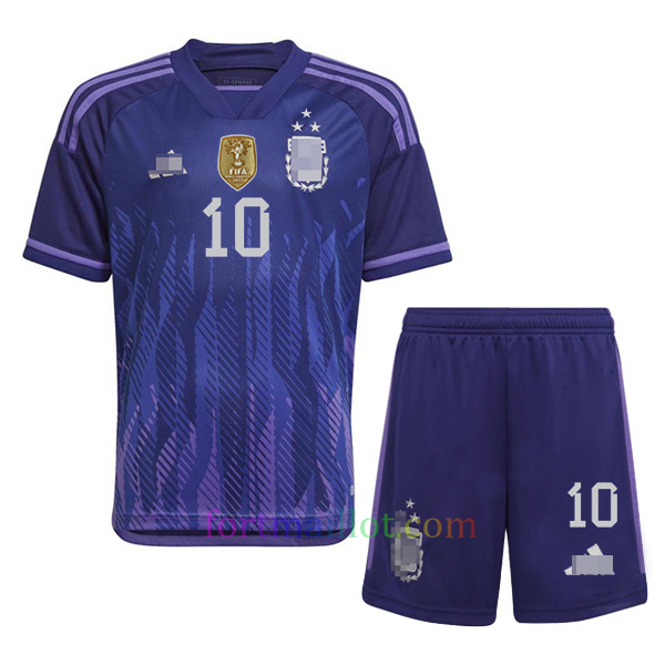 Maillot Extérieur Argentine Kit 2022 Enfant – Trois étoiles Messi 10 | Fort Maillot 2