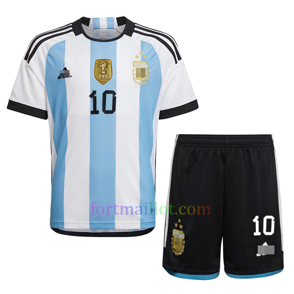 Maillot Domicile Argentine Kit 2022 Enfant – Trois étoiles Messi 10 | Fort Maillot 3