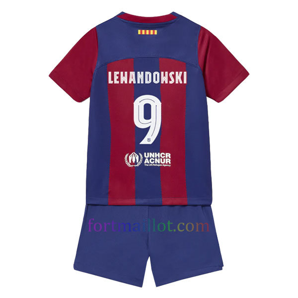 Maillot Domicile Barça Kit 2023/24 Enfant LEWANDOWSKI 9 - UCL